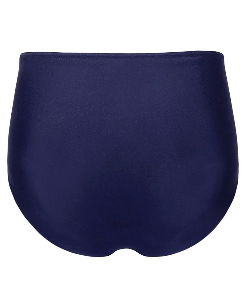 Tempt Me Women Retro High Waist Bikini Bottom Navy Blue Ruched Swim Brief Plus Size Bathing Suit Bottom XXL - Image 3